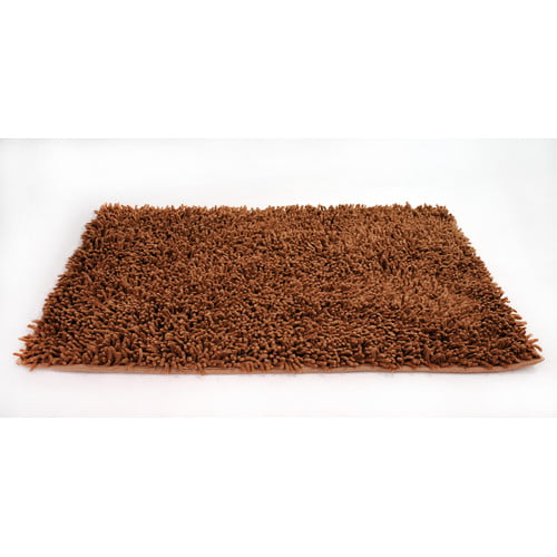 DaDa Bedding Soft Cotton Chenille Area Bedroom Carpet Rug Mat Chocolate Brown